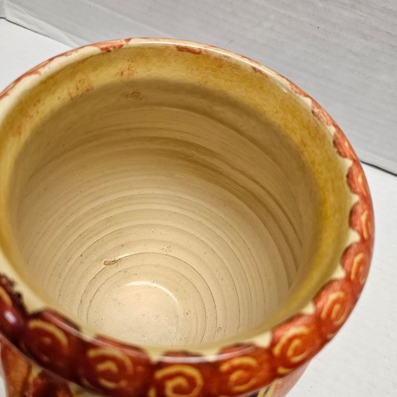 Italica ARS Hand Painted Pottery Ceramic warm orange Fruit Peach Vase Italy - Picture 16 of 16